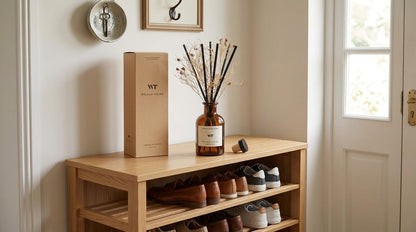 Flower Reed Diffuser Set Eucalyptus & Lavender Scent for Room Bathroom Accessories Shelf Decor & Air Fresheners, Sticks Defusers with 4.0 fl oz Home Fragrance Oils, Office Gift