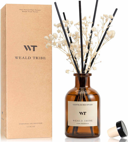 Flower Reed Diffuser Set Eucalyptus & Lavender Scent for Room Bathroom Accessories Shelf Decor & Air Fresheners, Sticks Defusers with 4.0 fl oz Home Fragrance Oils, Office Gift