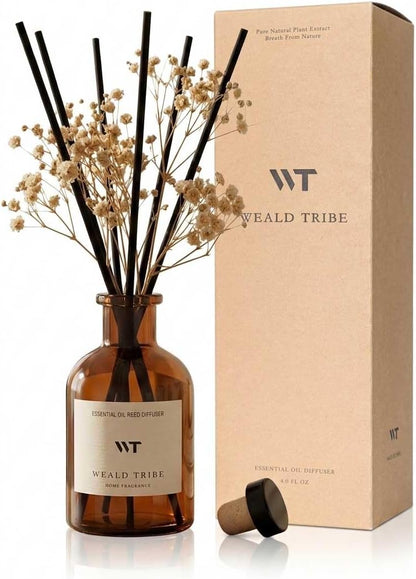 Flower Reed Diffuser Set Eucalyptus & Lavender Scent for Room Bathroom Accessories Shelf Decor & Air Fresheners, Sticks Defusers with 4.0 fl oz Home Fragrance Oils, Office Gift