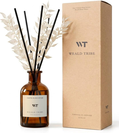 Flower Reed Diffuser Set Eucalyptus & Lavender Scent for Room Bathroom Accessories Shelf Decor & Air Fresheners, Sticks Defusers with 4.0 fl oz Home Fragrance Oils, Office Gift