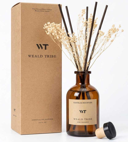 Flower Reed Diffuser Set Eucalyptus & Lavender Scent for Room Bathroom Accessories Shelf Decor & Air Fresheners, Sticks Defusers with 4.0 fl oz Home Fragrance Oils, Office Gift