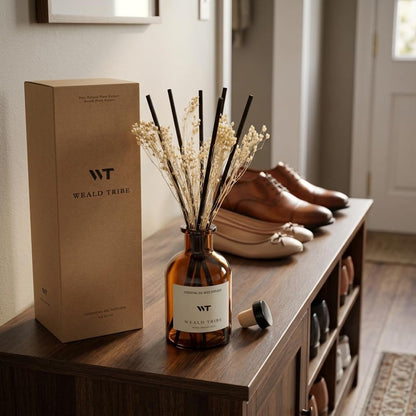 Flower Reed Diffuser Set Eucalyptus & Lavender Scent for Room Bathroom Accessories Shelf Decor & Air Fresheners, Sticks Defusers with 4.0 fl oz Home Fragrance Oils, Office Gift