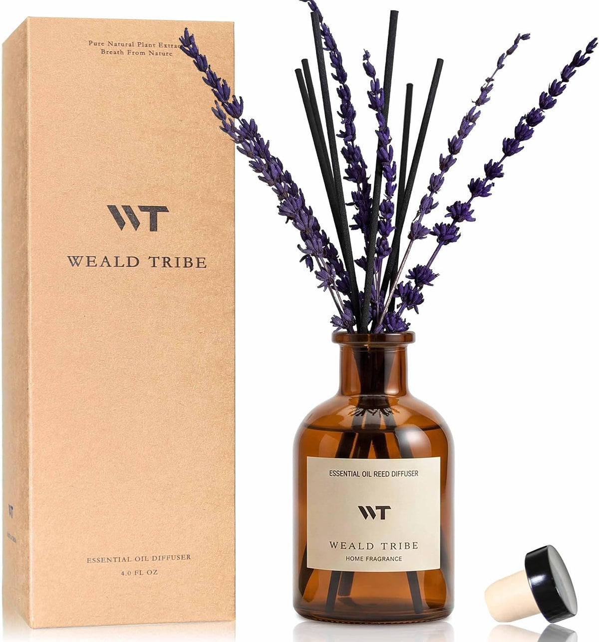 Flower Reed Diffuser Set Eucalyptus & Lavender Scent for Room Bathroom Accessories Shelf Decor & Air Fresheners, Sticks Defusers with 4.0 fl oz Home Fragrance Oils, Office Gift