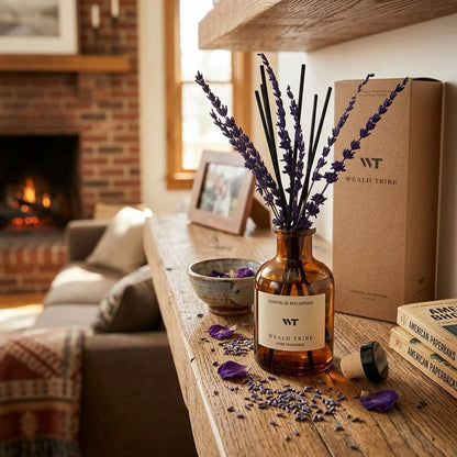 Flower Reed Diffuser Set Eucalyptus & Lavender Scent for Room Bathroom Accessories Shelf Decor & Air Fresheners, Sticks Defusers with 4.0 fl oz Home Fragrance Oils, Office Gift