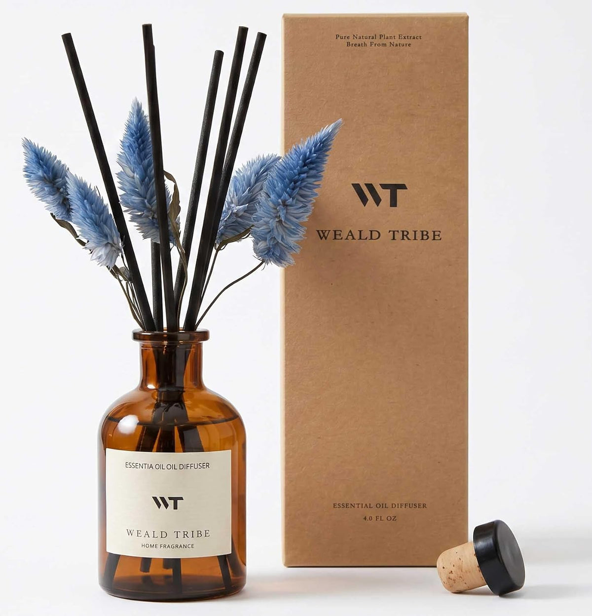 Flower Reed Diffuser Set Eucalyptus & Lavender Scent for Room Bathroom Accessories Shelf Decor & Air Fresheners, Sticks Defusers with 4.0 fl oz Home Fragrance Oils, Office Gift