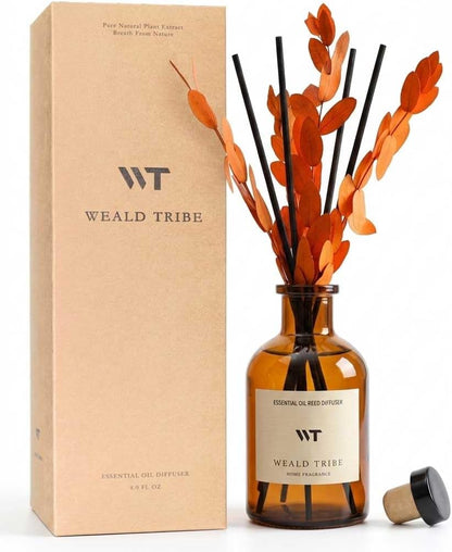 Flower Reed Diffuser Set Eucalyptus & Lavender Scent for Room Bathroom Accessories Shelf Decor & Air Fresheners, Sticks Defusers with 4.0 fl oz Home Fragrance Oils, Office Gift