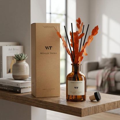 Flower Reed Diffuser Set Eucalyptus & Lavender Scent for Room Bathroom Accessories Shelf Decor & Air Fresheners, Sticks Defusers with 4.0 fl oz Home Fragrance Oils, Office Gift