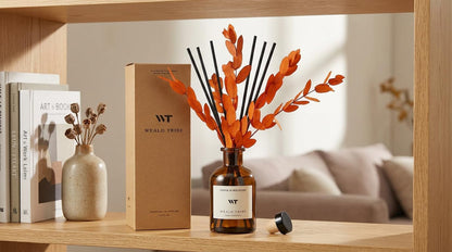 Flower Reed Diffuser Set Eucalyptus & Lavender Scent for Room Bathroom Accessories Shelf Decor & Air Fresheners, Sticks Defusers with 4.0 fl oz Home Fragrance Oils, Office Gift