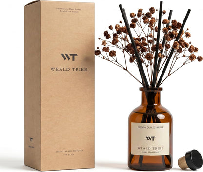 Flower Reed Diffuser Set Eucalyptus & Lavender Scent for Room Bathroom Accessories Shelf Decor & Air Fresheners, Sticks Defusers with 4.0 fl oz Home Fragrance Oils, Office Gift