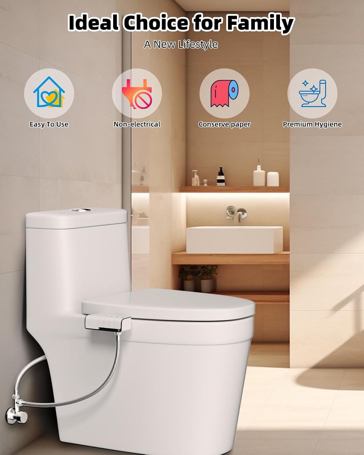 Bidet Attachment for Toilet, Dual Nozzle for Frontal & Rear Wash