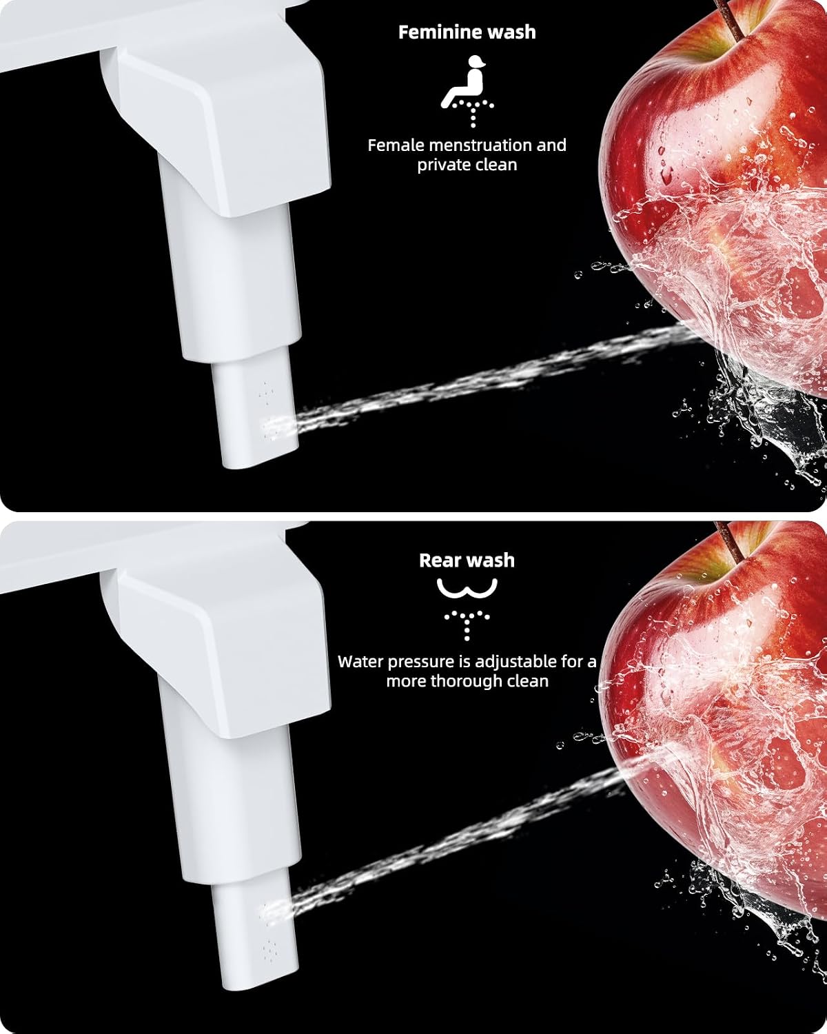Bidet Attachment for Toilet, Dual Nozzle for Frontal & Rear Wash