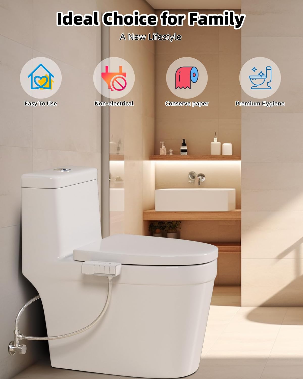 Bidet Attachment for Toilet, Dual Nozzle for Frontal & Rear Wash