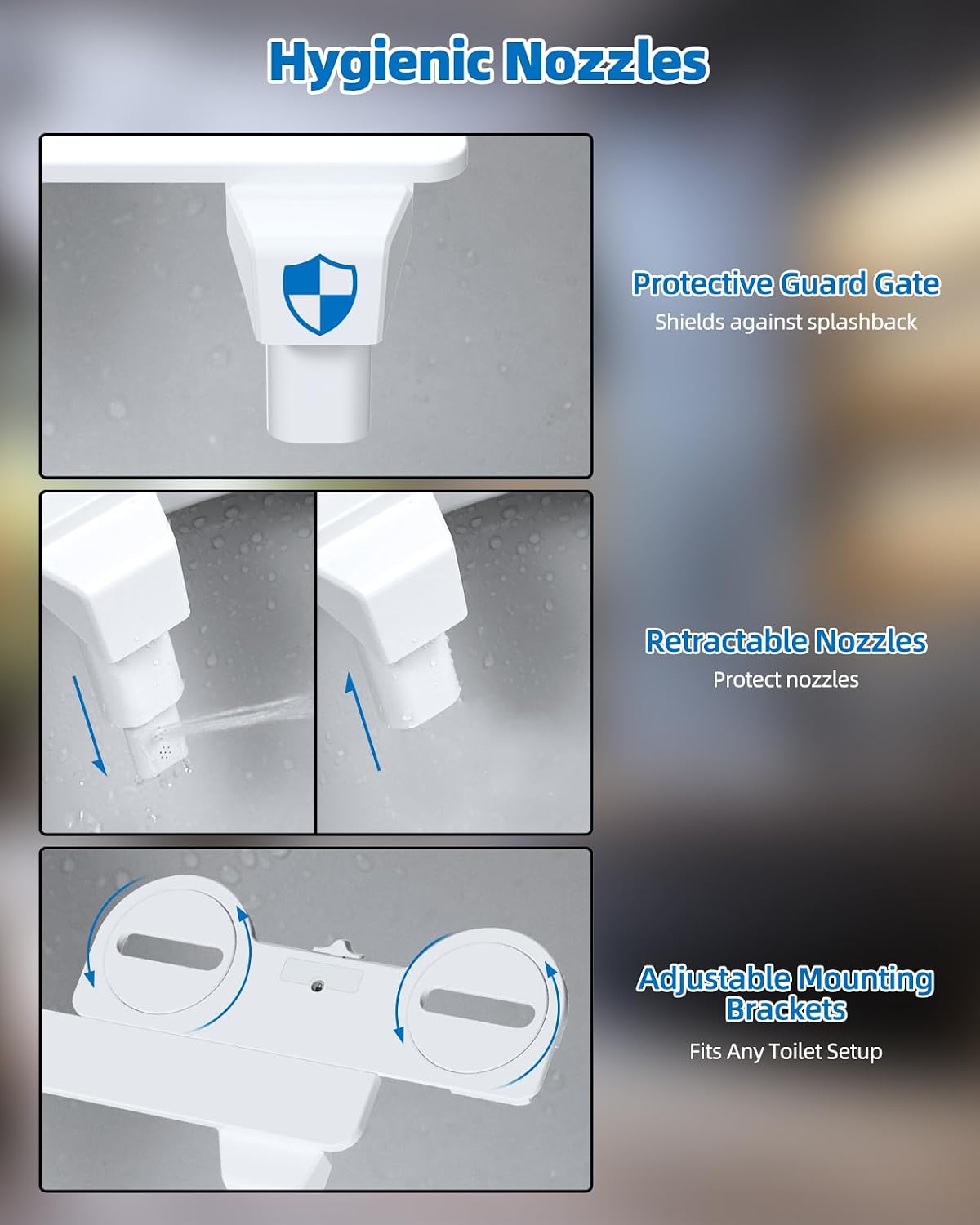 Bidet Attachment for Toilet, Dual Nozzle for Frontal & Rear Wash