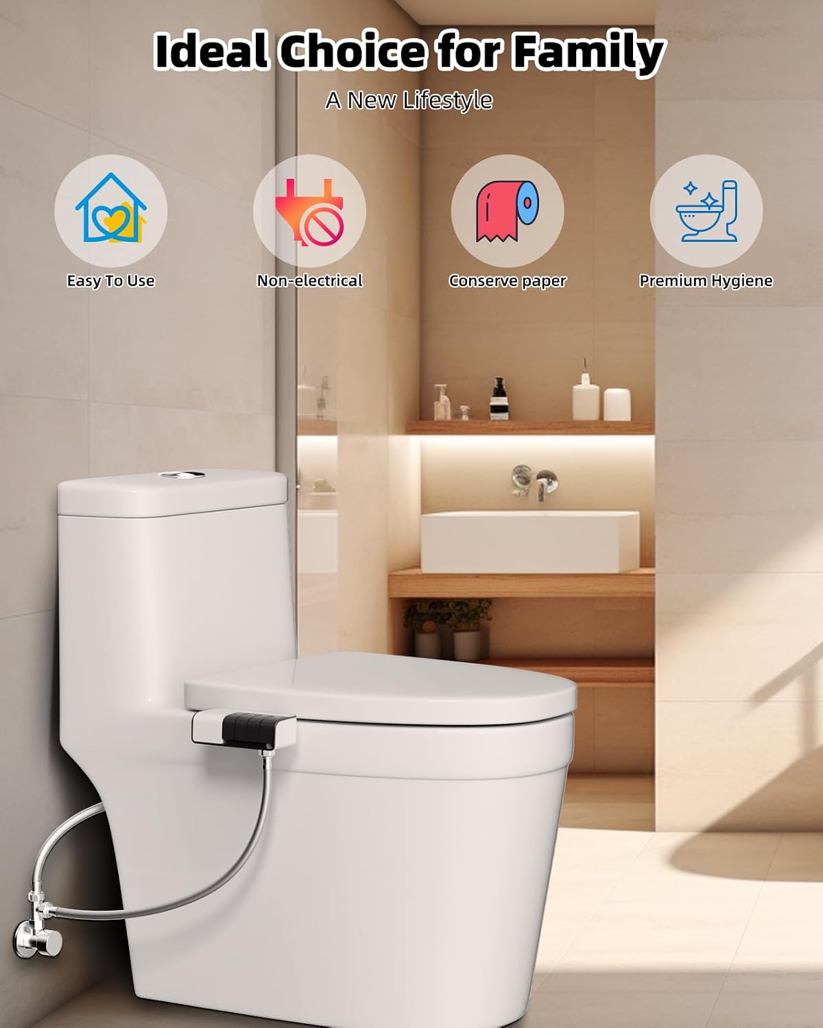 Bidet Attachment for Toilet, Dual Nozzle for Frontal & Rear Wash