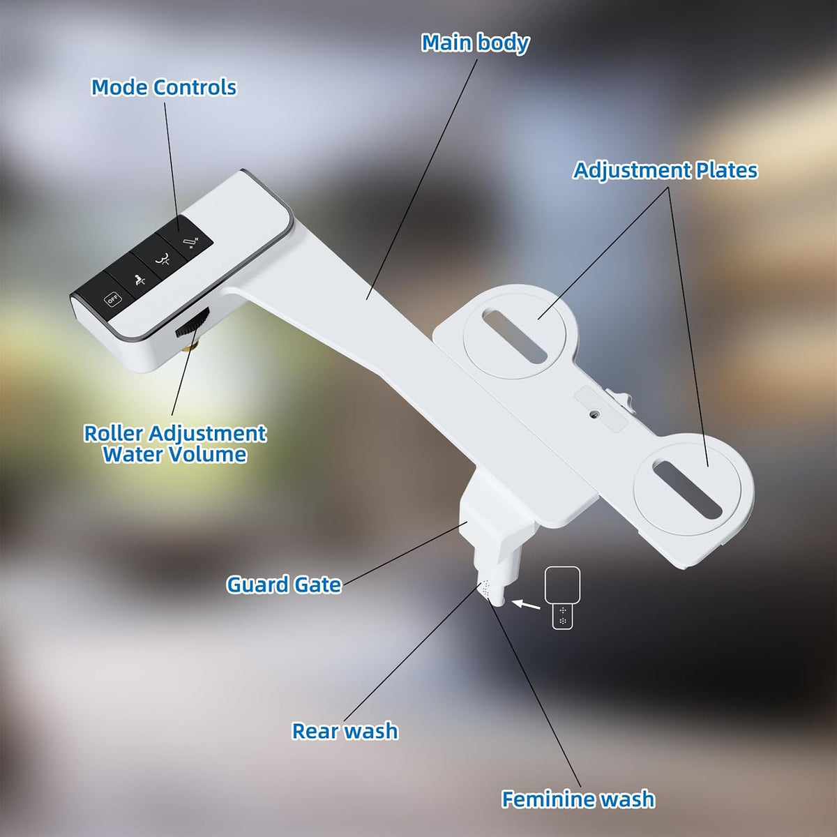 Bidet Attachment for Toilet, Dual Nozzle for Frontal & Rear Wash