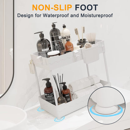 2-Pack Under Sink Organizer with Hooks & Hanging Cup for Kitchen