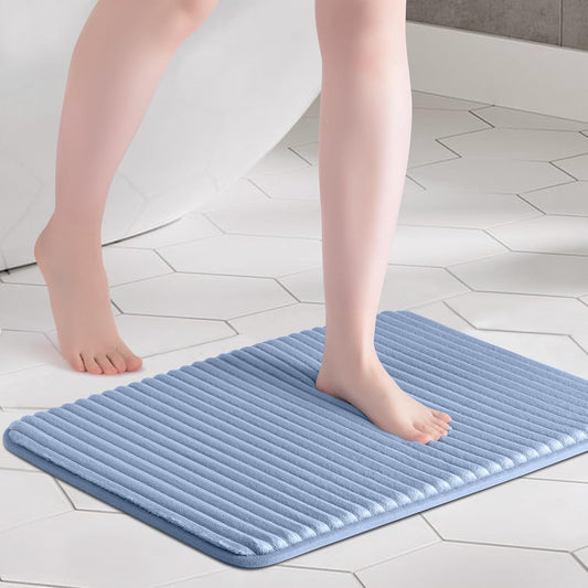 Charcoal Infused Memory Foam Bath Mat, 17"x24", White