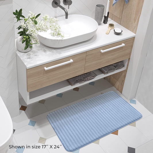 Charcoal Infused Memory Foam Bath Mat, 17"x24", White