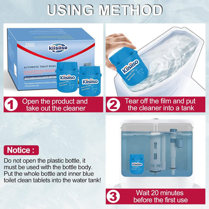 KIISIISO Toilet Bowl Cleaners 6 Bottles, Automatic Long-Lasting Toilet Bowl Cleaner Tablets in Bottle, for About 6 Months' Supply, Blue