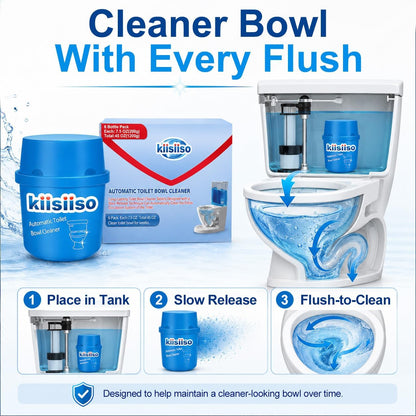 KIISIISO Toilet Bowl Cleaners 6 Bottles, Automatic Long-Lasting Toilet Bowl Cleaner Tablets in Bottle, for About 6 Months' Supply, Blue