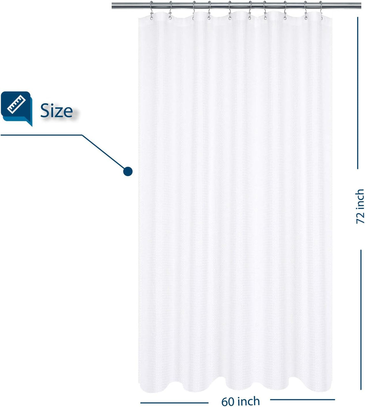 Waffle Weave White Shower Curtain Hotel, Standard Size