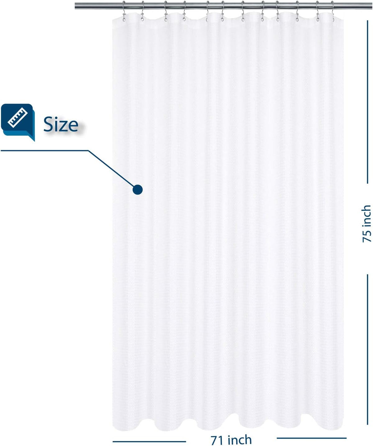Waffle Weave White Shower Curtain Hotel, Standard Size