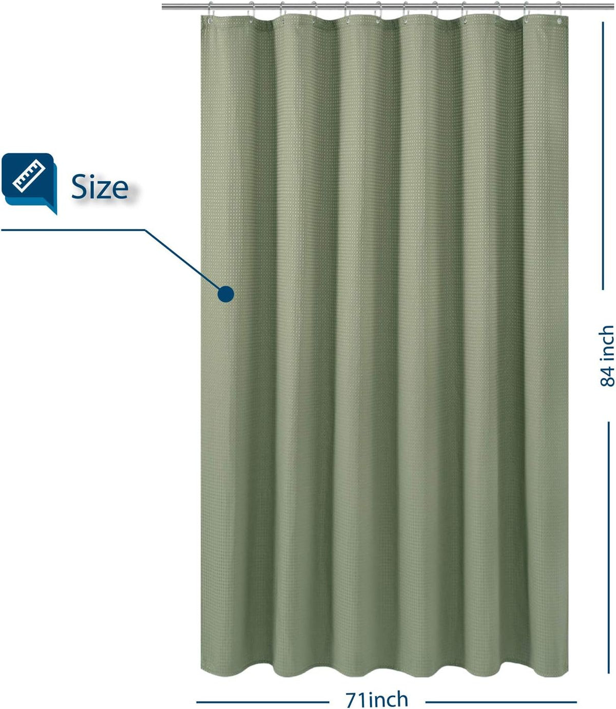 Waffle Weave White Shower Curtain Hotel, Standard Size