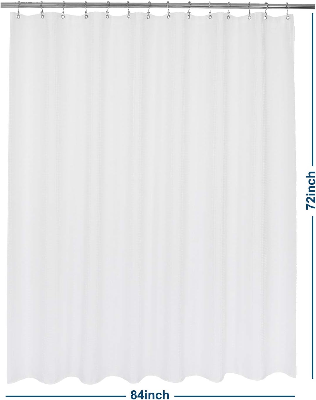 Waffle Weave White Shower Curtain Hotel, Standard Size