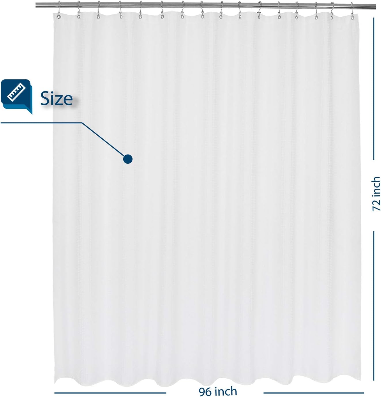 Waffle Weave White Shower Curtain Hotel, Standard Size
