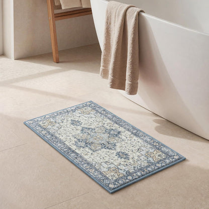 Soft Memory Foam Bath Mat 24"x17" Non Slip Washable,Sage Ivory