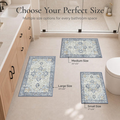 Soft Memory Foam Bath Mat 24"x17" Non Slip Washable,Sage Ivory