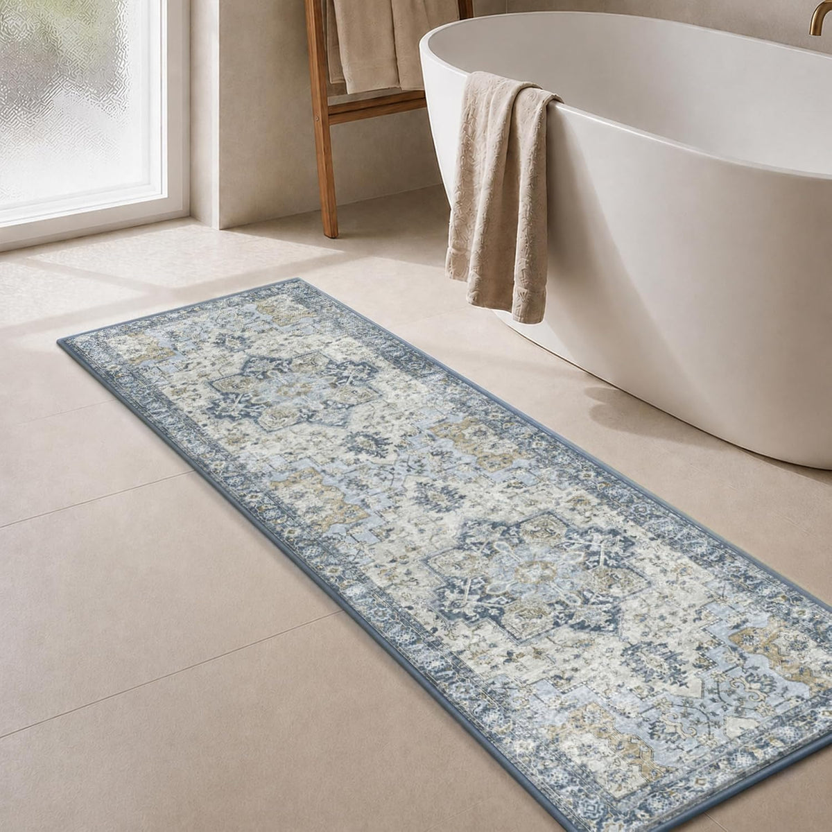 Soft Memory Foam Bath Mat 24"x17" Non Slip Washable,Sage Ivory