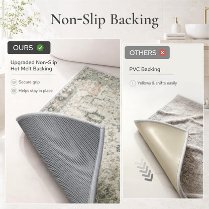 Soft Memory Foam Bath Mat 24"x17" Non Slip Washable,Sage Ivory