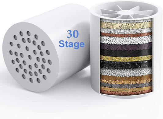 4 Pack 30 Stage Universal Shower Filter Replacement Cartridge -Removes Chlorine, Heavy Metals, Iron, Sediments- ShowerHead Water Filter Cartridge, Compatible with Universal Shower Filter