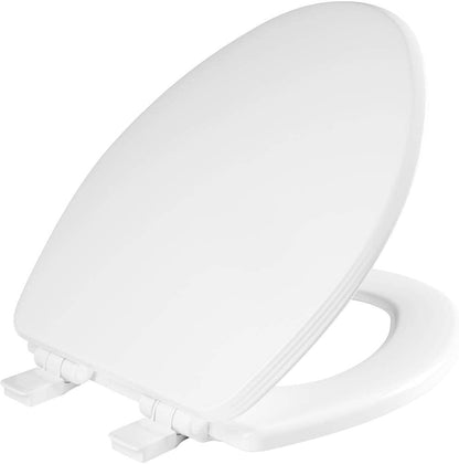 Ashland Modern Wood Toilet Seat with Decorative Edge, Slow Close, Secure Hinges, Made in USA, Elongated, White