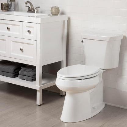 Ashland Modern Wood Toilet Seat with Decorative Edge, Slow Close, Secure Hinges, Made in USA, Elongated, White