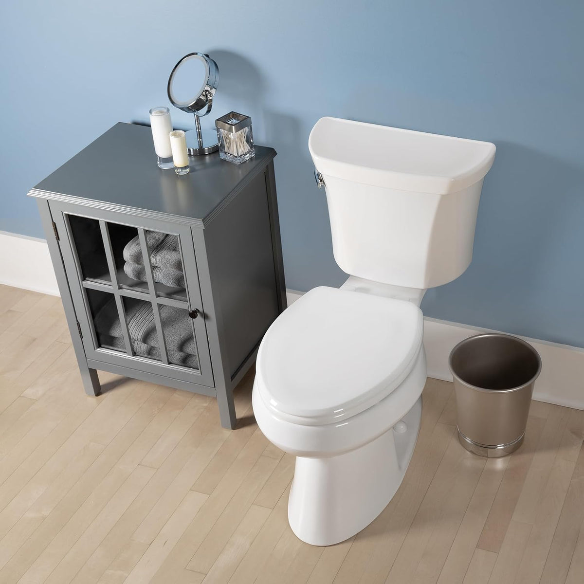 Ashland Modern Wood Toilet Seat with Decorative Edge, Slow Close, Secure Hinges, Made in USA, Elongated, White
