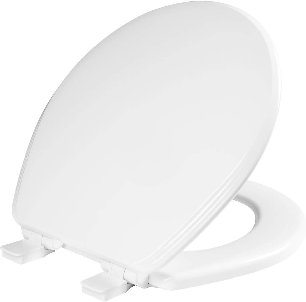 Ashland Modern Wood Toilet Seat with Decorative Edge, Slow Close, Secure Hinges, Made in USA, Elongated, White