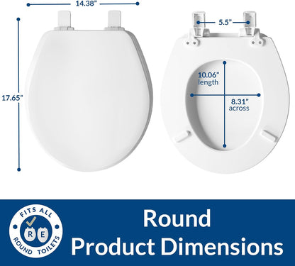 Ashland Modern Wood Toilet Seat with Decorative Edge, Slow Close, Secure Hinges, Made in USA, Elongated, White