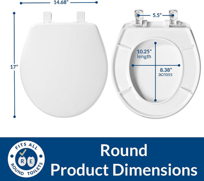 Ashland Modern Wood Toilet Seat with Decorative Edge, Slow Close, Secure Hinges, Made in USA, Elongated, White
