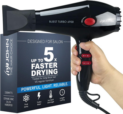 Hair Blow Dryer,Professional Salon Ionic 2200W,Blast Turbo 6900,Black