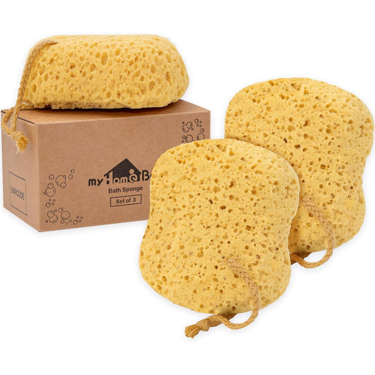 Bath Sponge, Foam Loofah, Shower Sponge for Body, Curvy, 3 Pack | Large Size, Lots of Lather, Bath Sponges for Shower, Body Scrubber for Bathing, Body Wash Women, Exfoliating Loofah Sponge