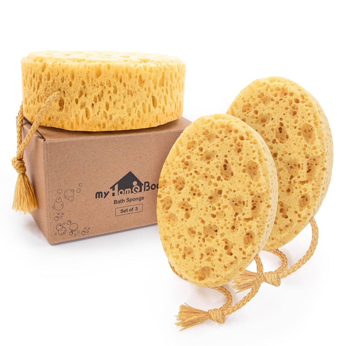 Bath Sponge, Foam Loofah, Shower Sponge for Body, Curvy, 3 Pack | Large Size, Lots of Lather, Bath Sponges for Shower, Body Scrubber for Bathing, Body Wash Women, Exfoliating Loofah Sponge
