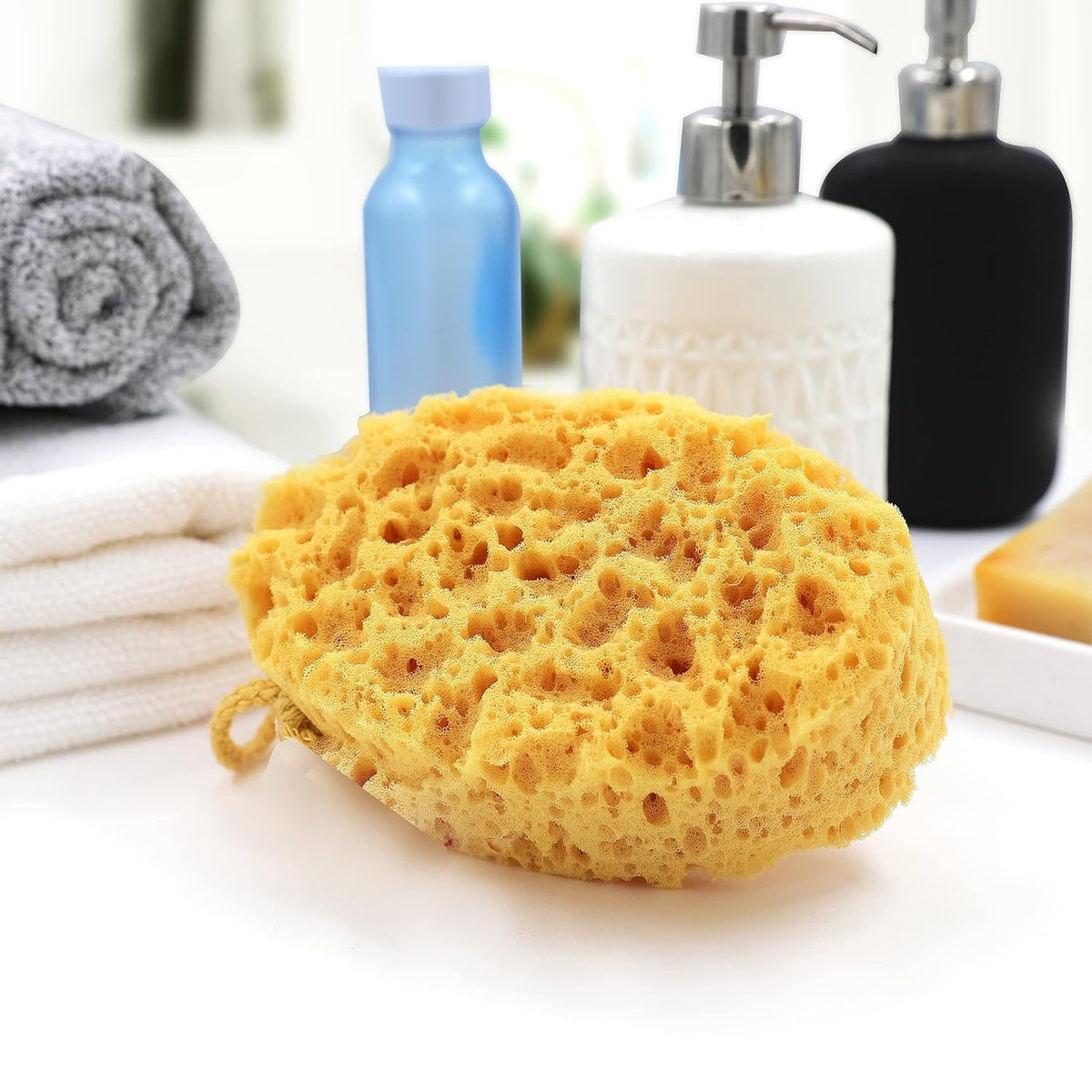 Bath Sponge, Foam Loofah, Shower Sponge for Body, Curvy, 3 Pack | Large Size, Lots of Lather, Bath Sponges for Shower, Body Scrubber for Bathing, Body Wash Women, Exfoliating Loofah Sponge