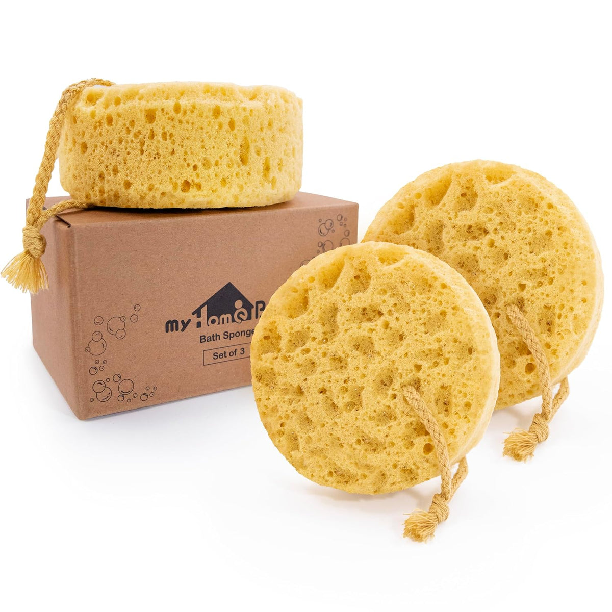 Bath Sponge, Foam Loofah, Shower Sponge for Body, Curvy, 3 Pack | Large Size, Lots of Lather, Bath Sponges for Shower, Body Scrubber for Bathing, Body Wash Women, Exfoliating Loofah Sponge