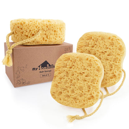 Bath Sponge, Foam Loofah, Shower Sponge for Body, Curvy, 3 Pack | Large Size, Lots of Lather, Bath Sponges for Shower, Body Scrubber for Bathing, Body Wash Women, Exfoliating Loofah Sponge