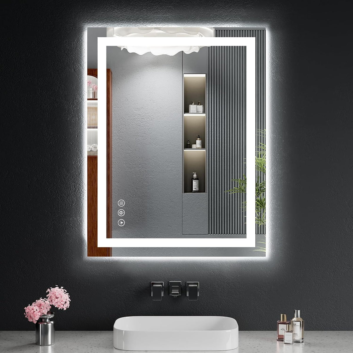 40"x30" LED Bathroom Mirror with Lights, Backlit+Frontlit, Anti-Fog - Colors B
