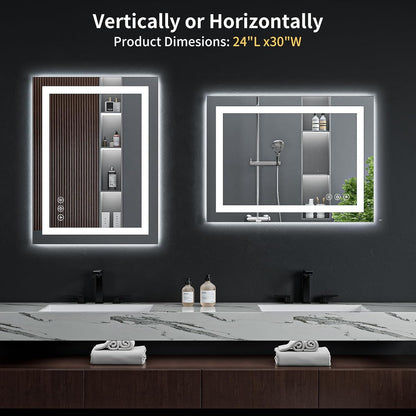 40"x30" LED Bathroom Mirror with Lights, Backlit+Frontlit, Anti-Fog - Colors B