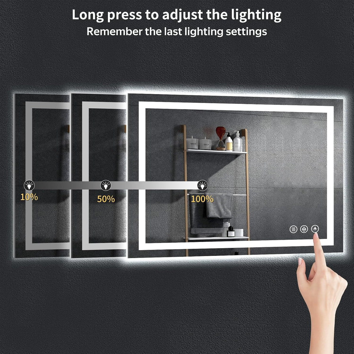 40"x30" LED Bathroom Mirror with Lights, Backlit+Frontlit, Anti-Fog - Colors B