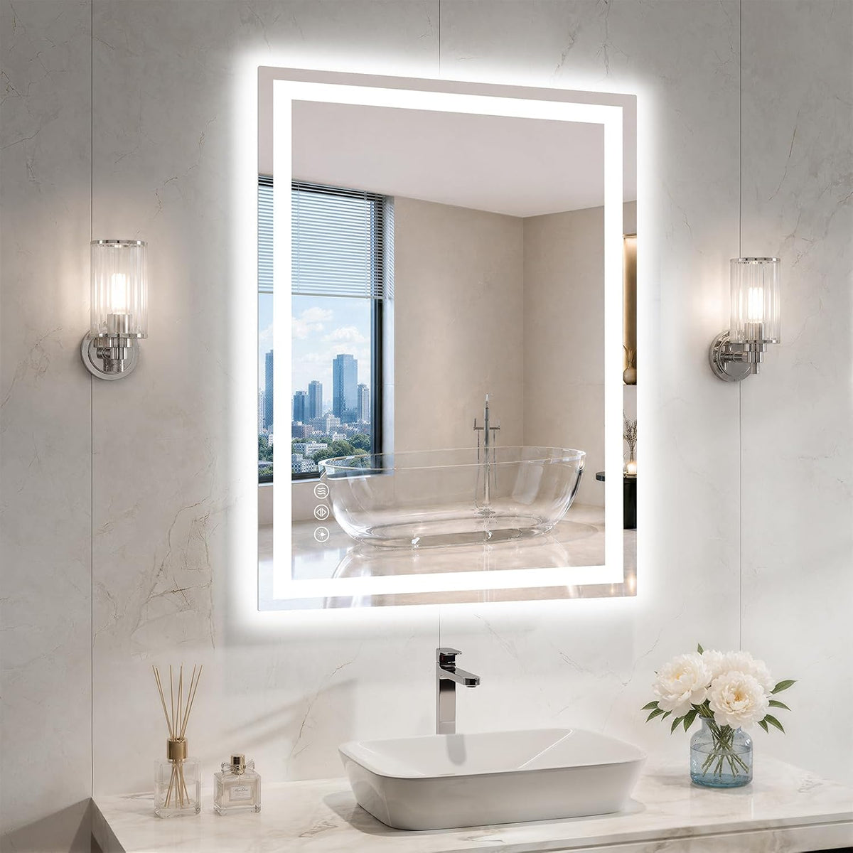 40"x30" LED Bathroom Mirror with Lights, Backlit+Frontlit, Anti-Fog - Colors B